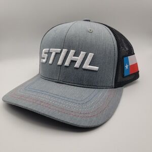 Stihl Trucker Hat Gray Black Mesh Snapback Texas Flag Patch